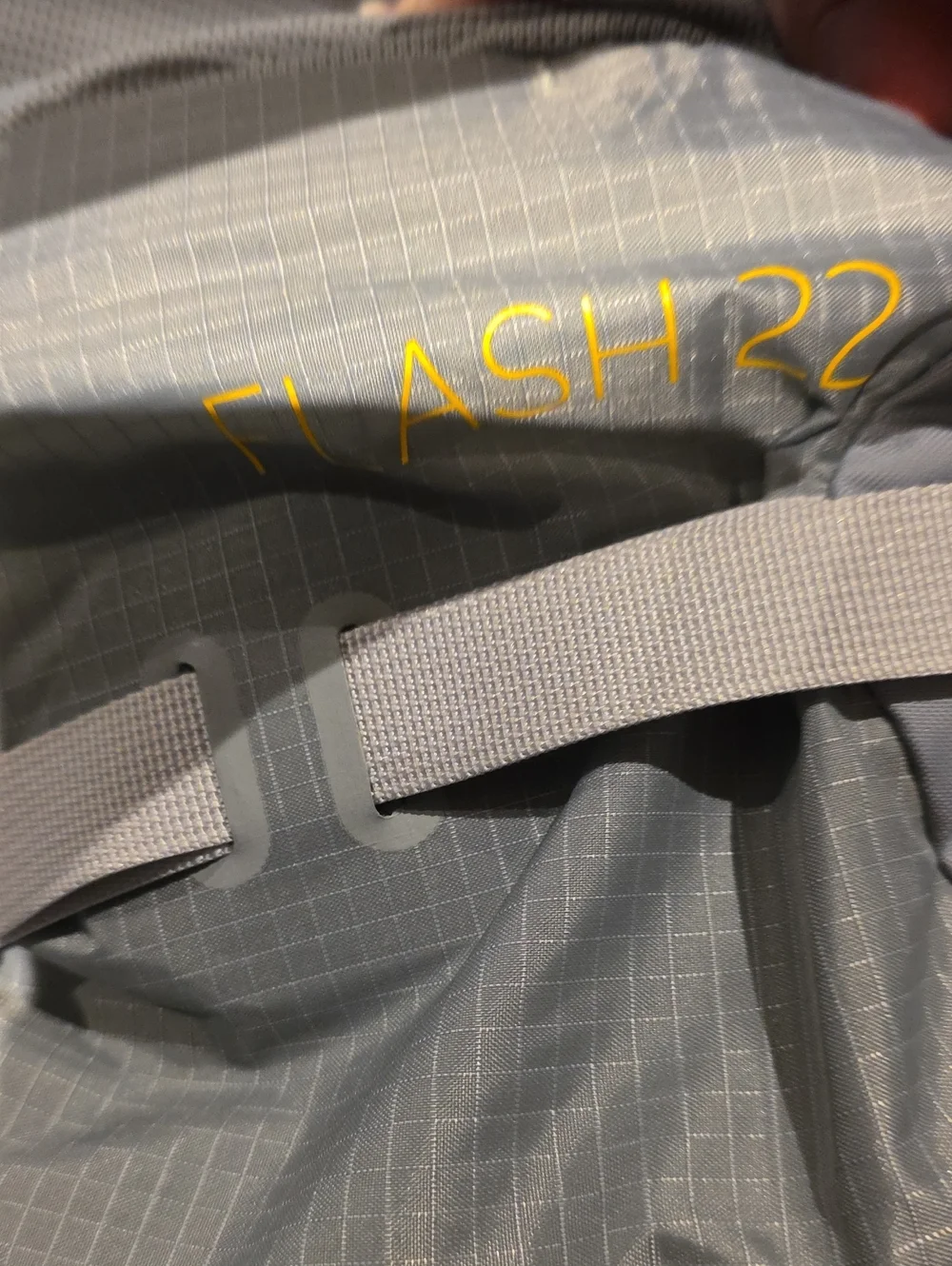REI Gray Backpack with Yellow Logo Accents Flash 22